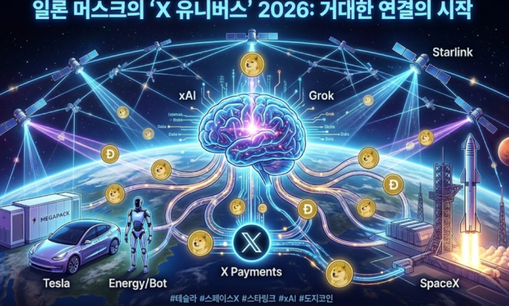  일론 머스크의 X 유니버스 2026년 중간 점검: 테슬라, 스페이스X, 그리고 도지코인의 보이지 않는 연결고리