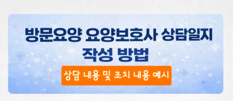 방문요양 요양보호사 상담일지 작성 방법 예시와 조치 내용( 평가지표 2번)