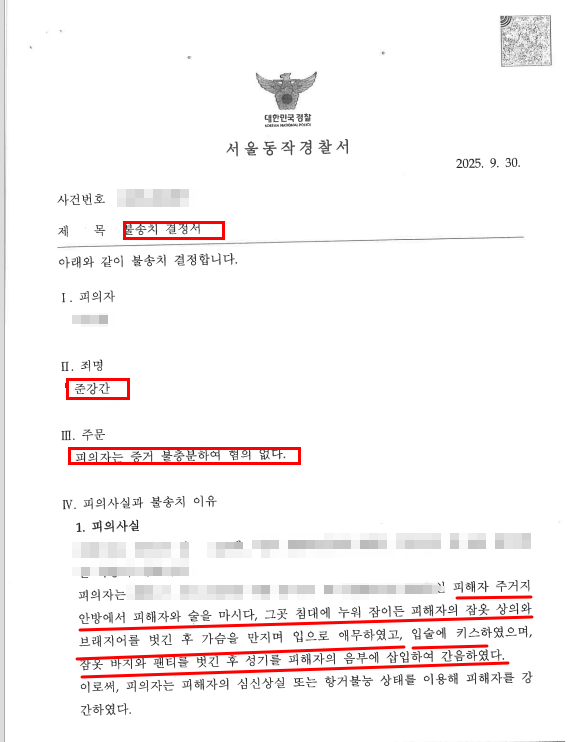  술먹고 성관계 후 고소, 이렇게 무혐의 받아냈습니다.