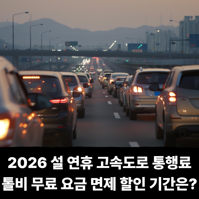  2026 설 연휴 고속도로 통행료 톨비 무료 요금 면제 할인 기간은?