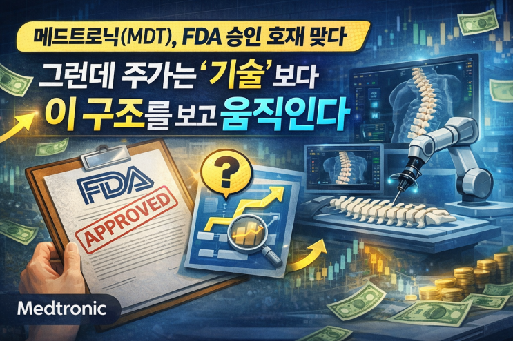  메드트로닉(MDT), FDA 호재 맞는데 진짜 승부는 로봇이 아니라 채택 구조다