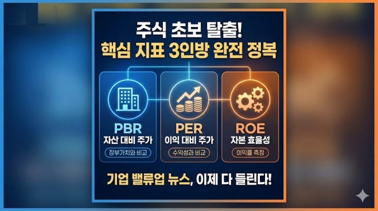  PBR PER ROE 뜻 총정리, 주식 초보가 꼭 알아야 할 핵심 지표 3가지