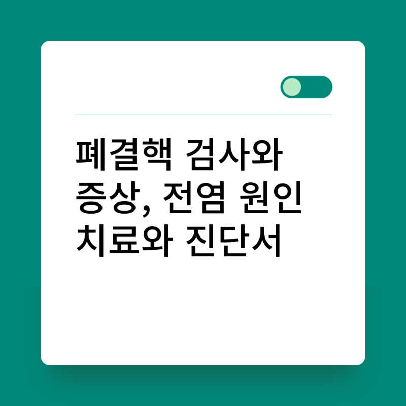 폐결핵 검사와 증상, 전염 원인 치료와 진단서