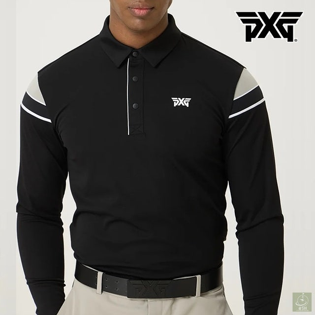 ⛳️♂️ PXG 배색 니트 긴팔 카라티 남자 골프 웨어 폴로 티셔츠 기능성 봄 블랙