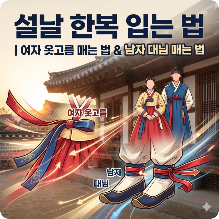 설날 한복 입는 법 | 여자 옷고름 매는 법 & 남자 대님 매는 법