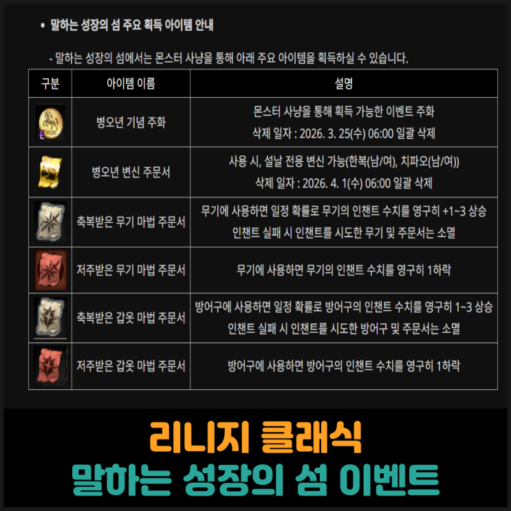  리니지 클래식, 말하는 성장의 섬 이벤트