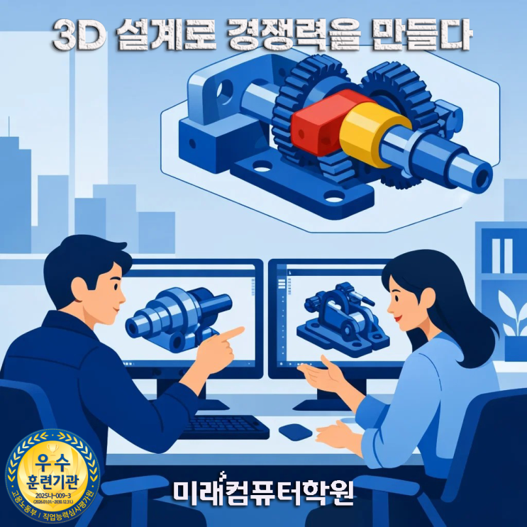  부산인벤터학원추천-3D모델링 AutoCAD 2D·3D 설계 실무 완성! 국비지원 캐드원 취업까지
