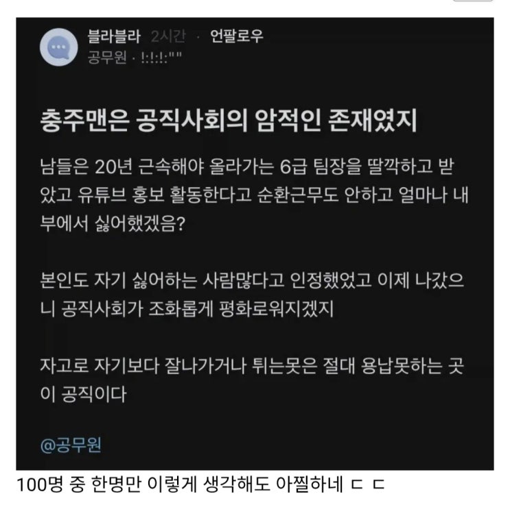 충주맨은 공직사회의 암적인 존재.blind