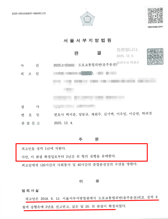  음주운전 집행유예, 성공사례 소개해드립니다.