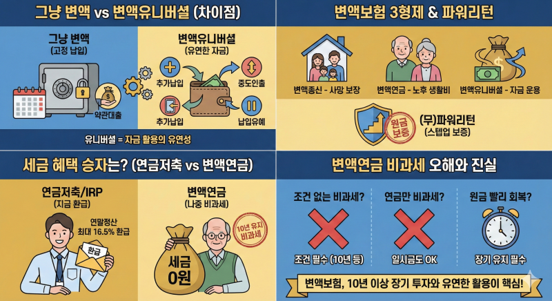 [변액 1부] 변액유니버셜보험 vs 변액연금 완벽 해부! (세금, 장단점, 구분법까지)