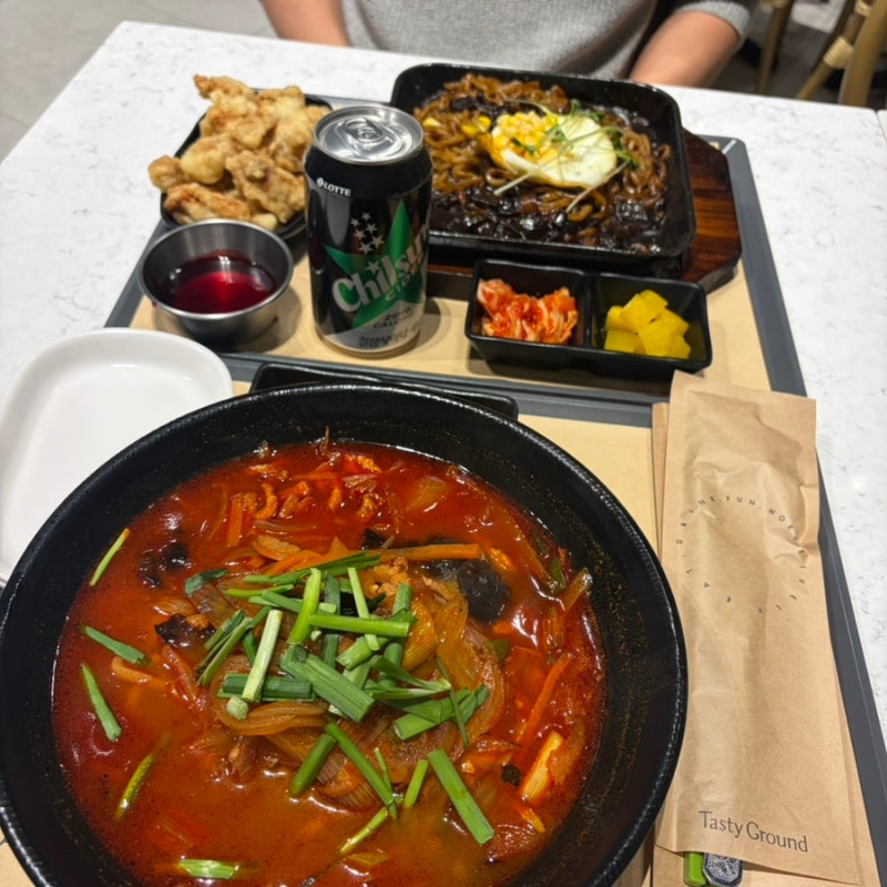 청주 롯데아울렛 푸드코트 추천 금용 | 2인세트 돌짜장, 짬뽕, 탕수육