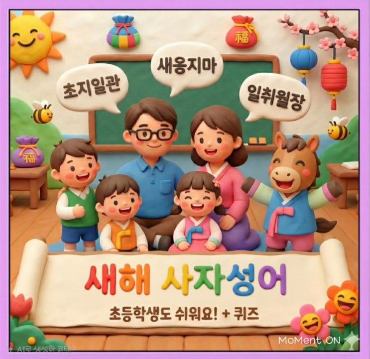 초등 어휘력 | 새해 다짐을 배우는 사자성어 (그림카드+뜻풀이)