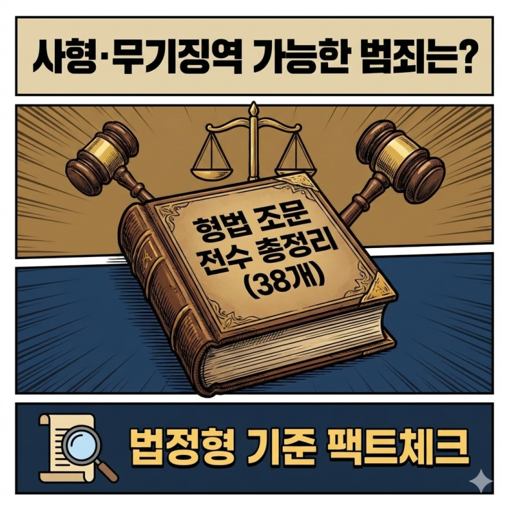  2026 최신) 형법 사형·무기징역 가능한 범죄 총정리 (전수 38개 조문)