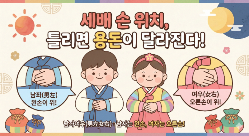 설날 세배 절하는 법, 손 위치 틀리면 '용돈' 단위가 달라진다 (남자 여자 공수법)