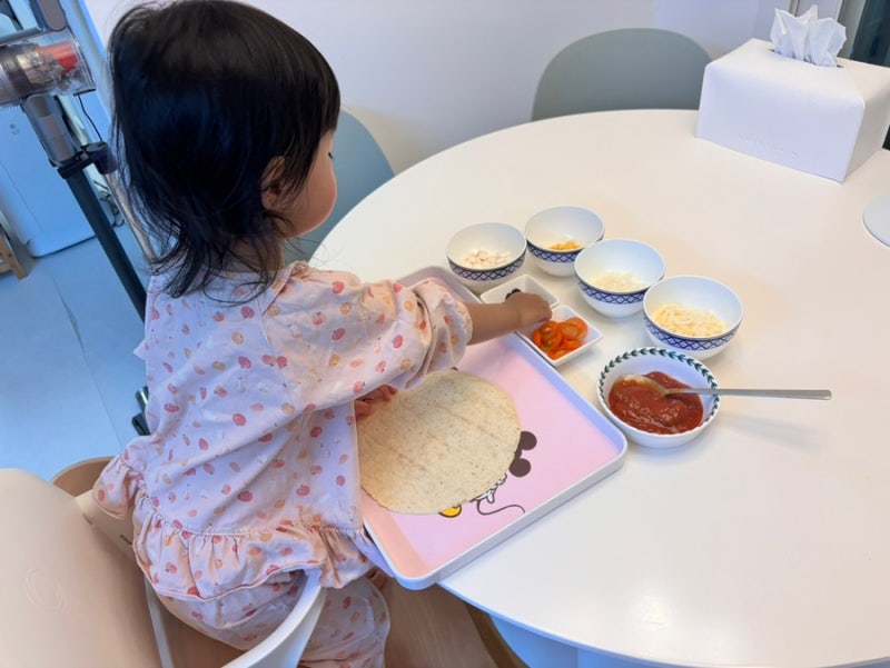 두돌 아기 요리놀이 | 또띠아 피자 만들기, 3살 집콕놀이 추천
