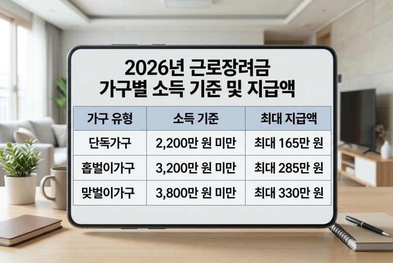 [장려금] 3월에 신청하면 6월 입금? 2026년 근로장려금 '반기' 신청 자격 & 소득 기준표 (대상자 ....