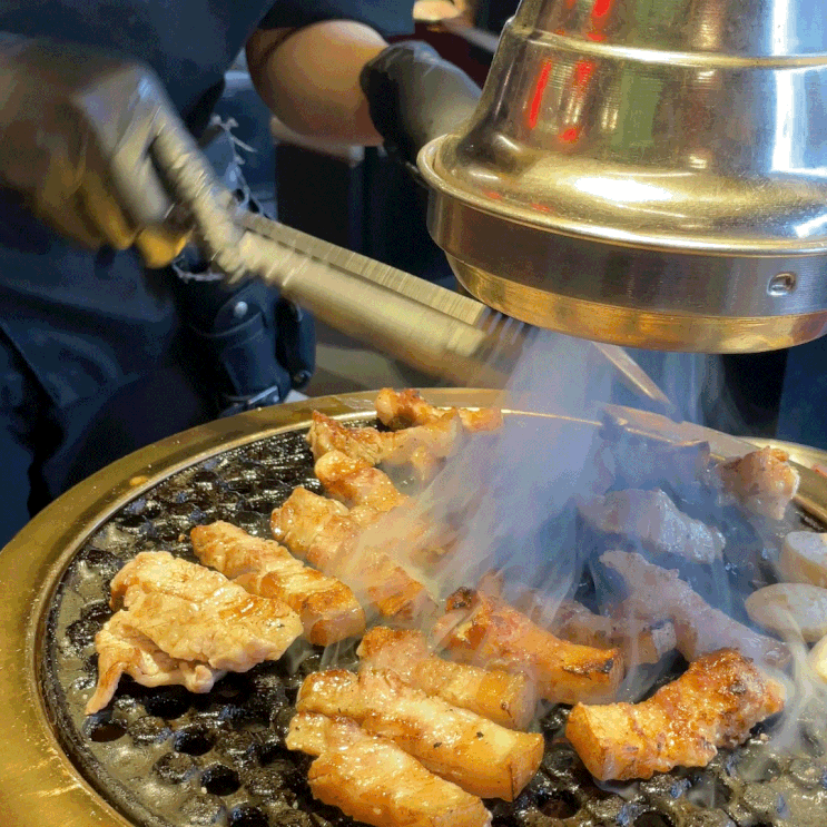  유성온천역 맛집 | 고기명작 봉명직영점, 육즙 팡팡 오겹살 구워주니까 더 맛있어요.