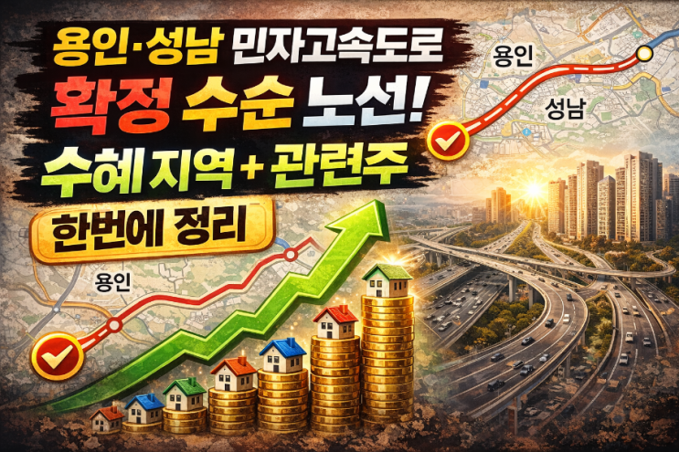  용인·성남 민자고속도로 확정 수순노선 인근 수혜 지역과 관련주까지 한 번에 정리