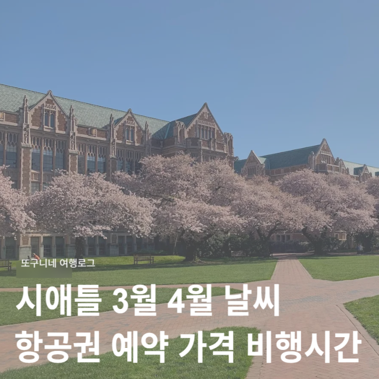  시애틀 3월 4월 날씨 & 인천 시애틀 항공권 예약 가격 비행시간 총정리