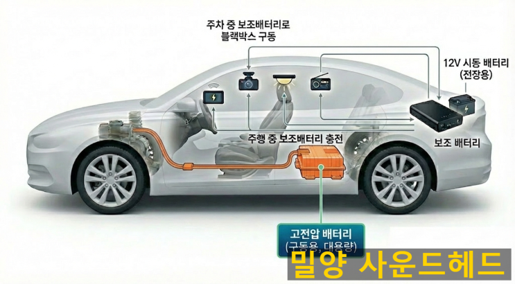  하이브리드 자동차, 블랙박스 달면 방전된다? '12V 리셋' 공포에서 탈출하는 완벽한 해답! [밀양 사운드헤드]