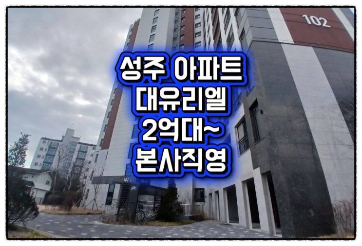  성주 대유리엘 아파트 회사보유분 2억대 파격적인 조건 혜택