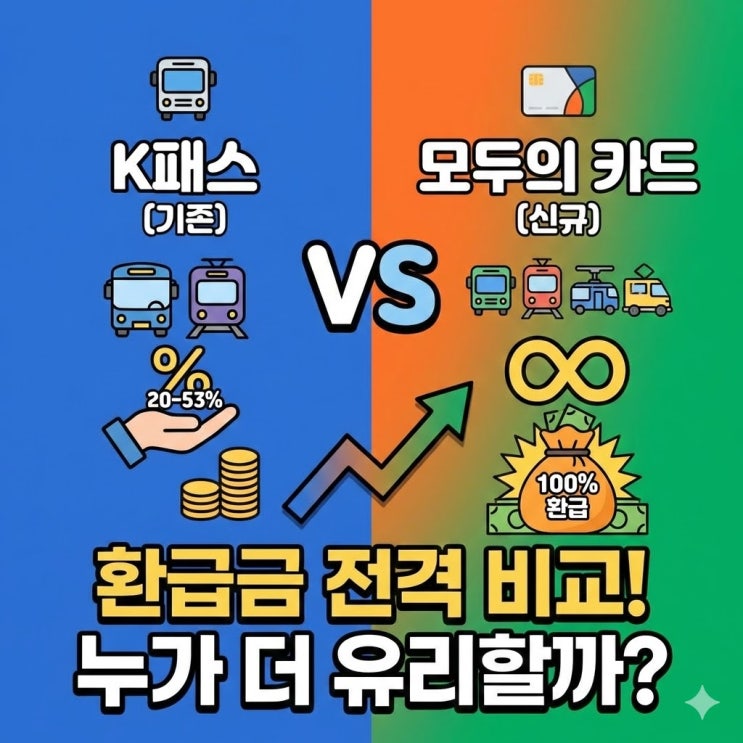  K패스 vs 모두의 카드, 2026년 교통비 환급 누가 더 많이 받을까? (완벽 비교)