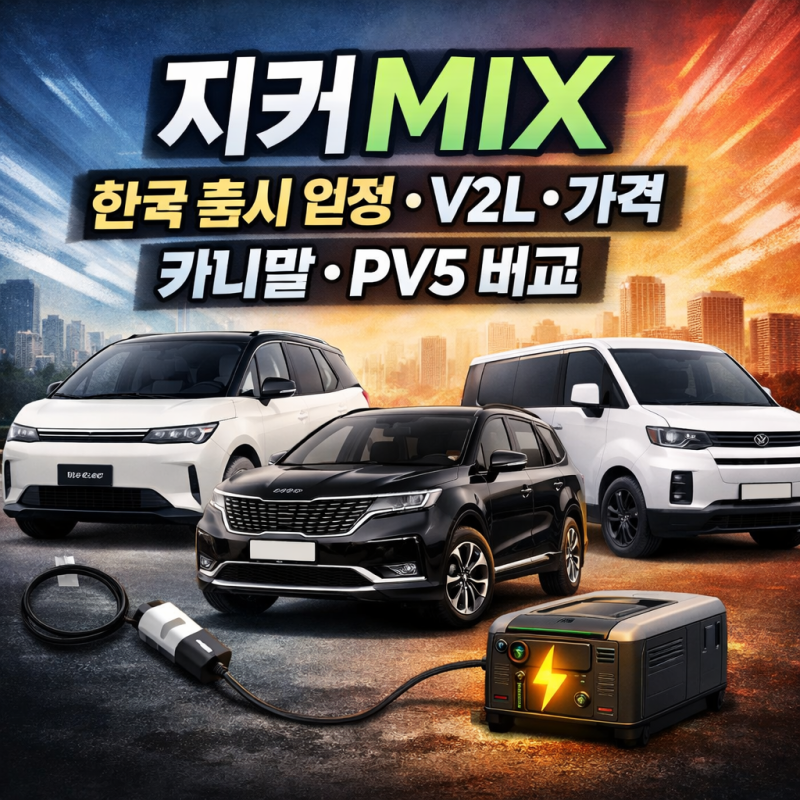 【지커 MIX】 한국 출시 일정, V2L, 가격, 카니발, PV5과 비교 : 네이버 블로그