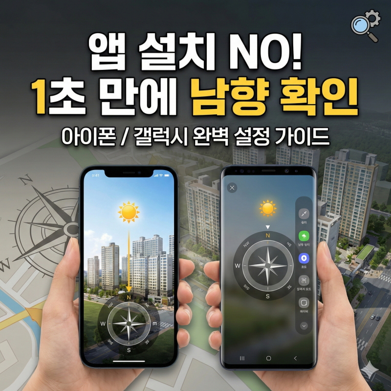 부동산 임장 필수 아파트 남향 확인을 위한 스마트폰 나침반 완벽 설정