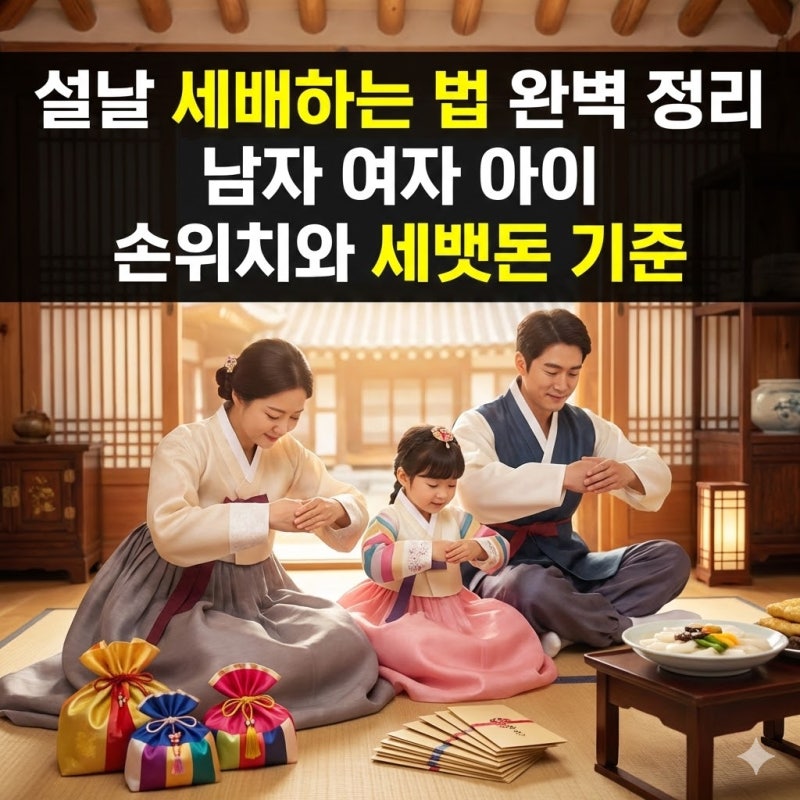 설날 세배하는 법 완벽 정리 남자 여자 아이 손위치와 세뱃돈 기준
