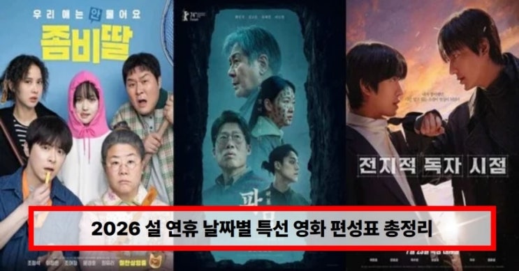  2026 설 연휴 특선 영화 편성표 총정리  ‘파묘’부터 ‘좀비딸’까지… 날짜별 방송 시간 한눈에 (+놓치면 후회)