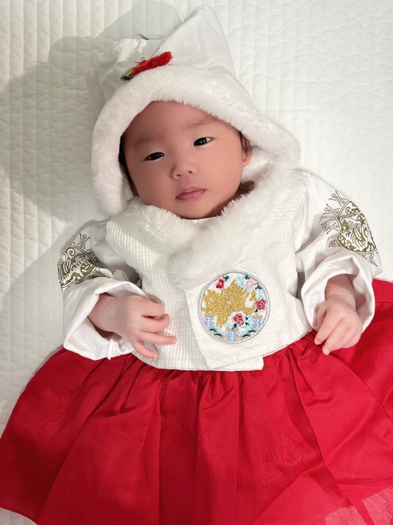 신생아 여아 포크칩스 한복 M 후기