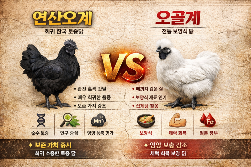 오골계 vs 연산오계 차이 총정리｜기원·효능·영양 비교