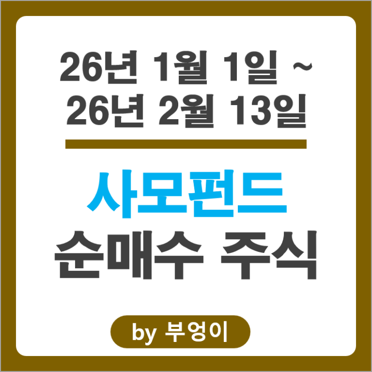 2026 사모펀드 순매수 중인 종목은? 삼성전자 SK하이닉스 주가