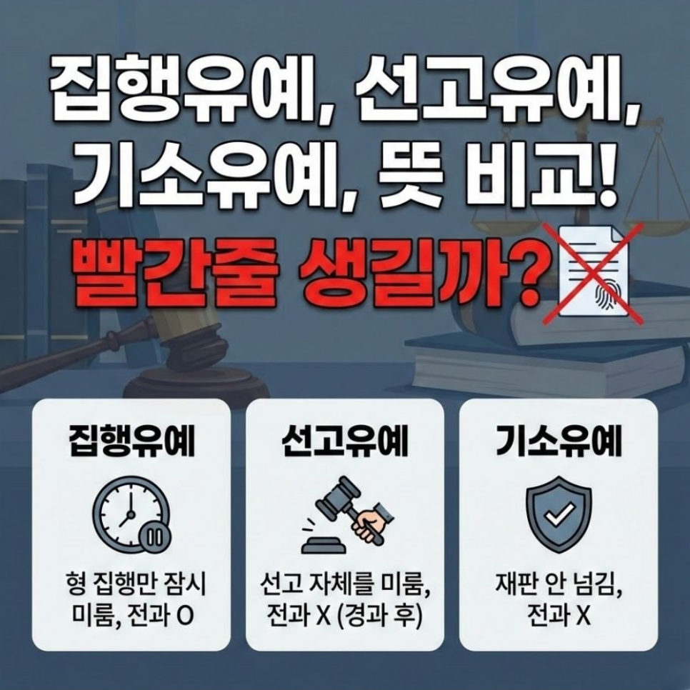집행유예 선고유예 기소유예 뜻 비교 공무원결격사유