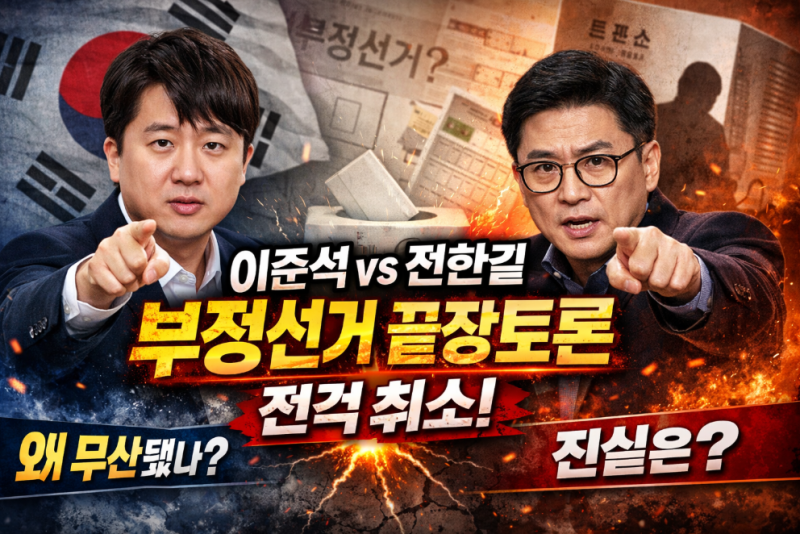 이준석 vs 전한길, 부정선거 끝장토론 왜 무산됐나? TV조선 생중계 취소 배경 총정리