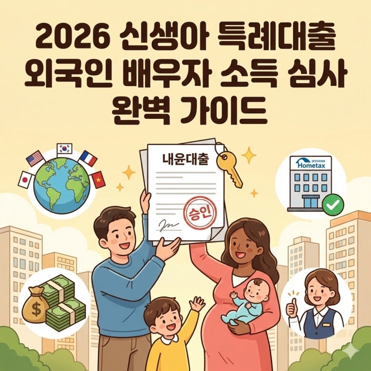  2026 신생아 특례대출 외국인 배우자 소득 심사 완벽 가이드 (맞벌이 2억 될까?)