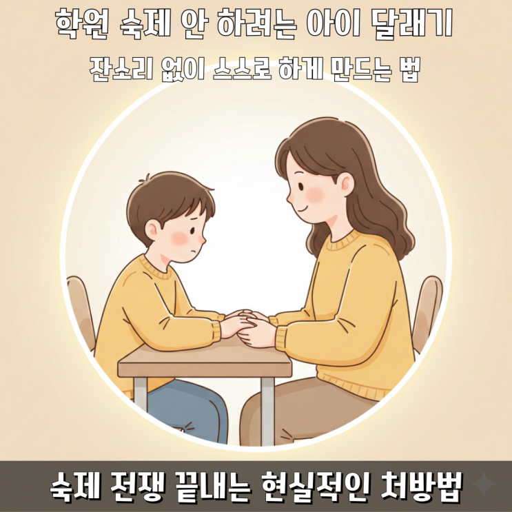  학원 숙제 안 하려는 아이 달래기
