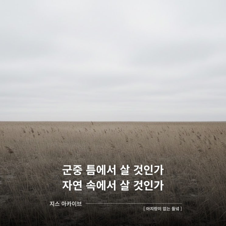  아지랑이 없는 들녘 | 군중 틈에서 살 것인가 자연 속에서 살 것인가