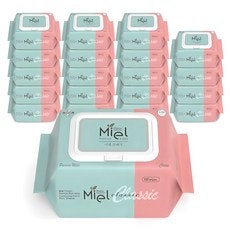 미엘 클래식 물티슈 캡형 50g 100매 20개 - 도톰한 50g 고평량으로 사용하기 좋은 아기 물티슈