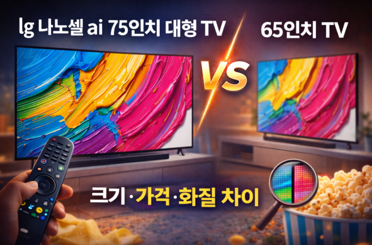  lg 나노셀 ai 75인치 대형 tv 65인치와 사이즈 가격 화질 차이