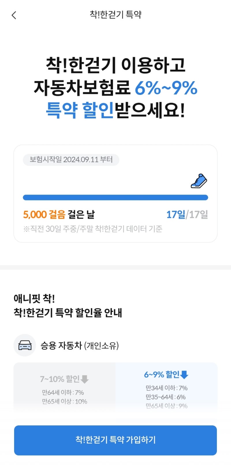 자동차보험 가입 이후 삼성화재 착한걷기 특약 추가 가입 후기 조건·가입방법 OK