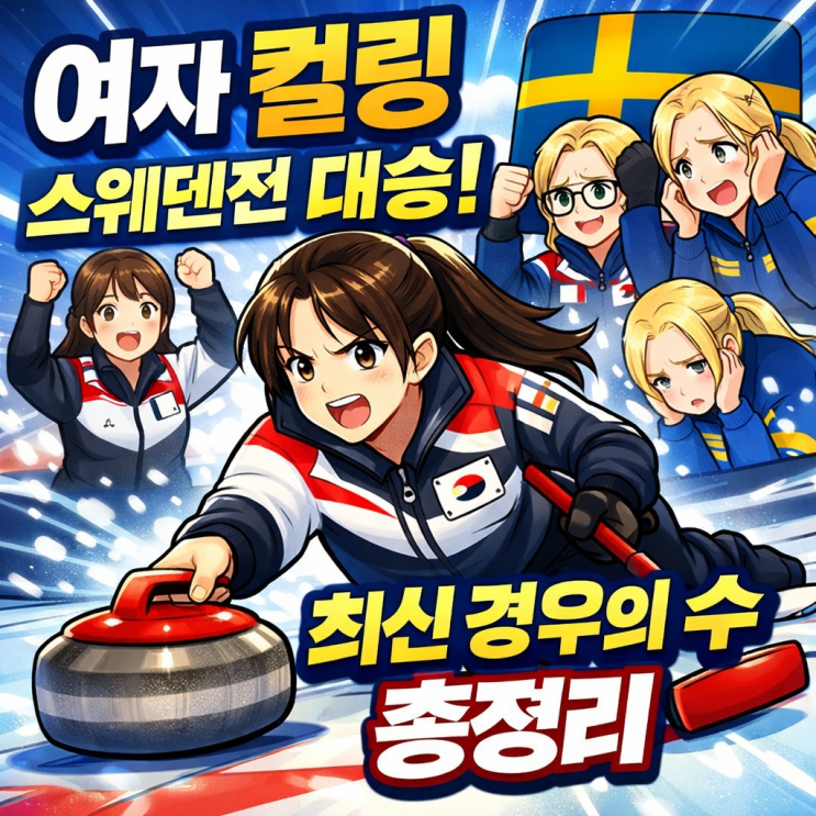  여자 컬링 스웨덴 전 8-3 대승 이후, 경우의 수 [최신판]