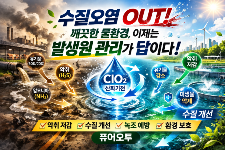   수질오염물질, 발생원에서 줄여야 합니다 – 산화기전 기반 수질관리 접근 기후변화와 산업화로 인해 하천, 저수지, 양식장, 공공수역의 수질 문제는 점점 복합화되고 있습니다.