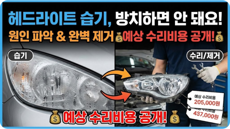헤드라이트 습기 원인 파악과 제거 수리비용