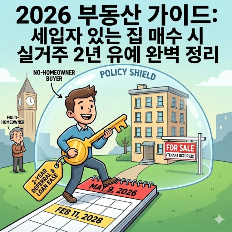  2026 세입자 낀 다주택 매물 사면 실거주 2년 유예? 무주택자 필수 가이드 완벽 해부!