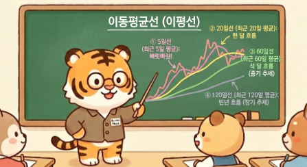   주식 차트 보는 법 (심화편) — 구불구불한 선의 정체! 이동평균선 & 골든크로스 5분 정복 (왕초보 탈출 3탄)