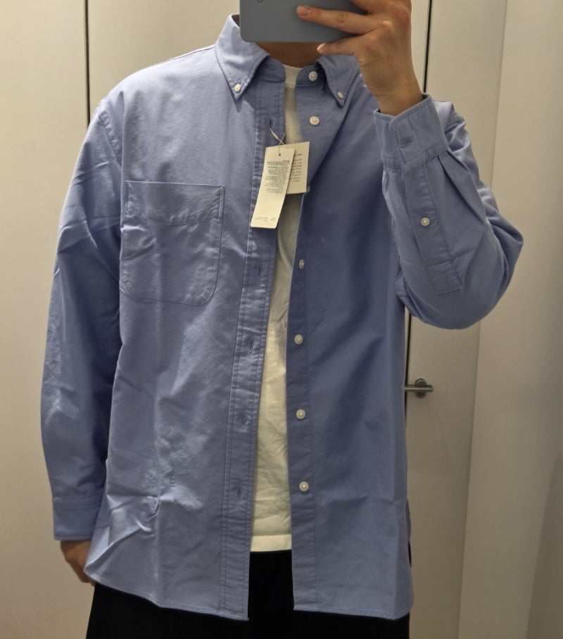 유니클로 JWA 옥스포드 오버사이즈 셔츠 사이즈 직접 입어본 후기 (M/L 비교)