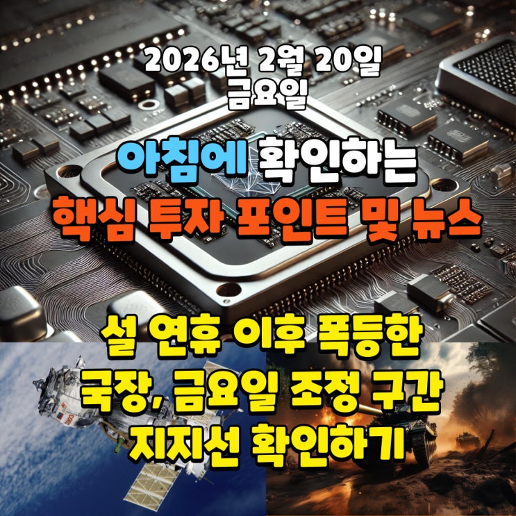  2026년 2월 20일(금) 핵심 투자 포인트 및 뉴스("설 연휴 이후 폭등한 국장, 금요일 조정 구간 지지선 확인하기")