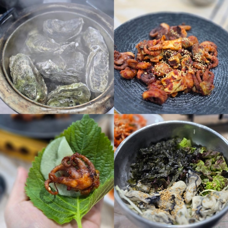  통영중앙시장 맛집 동피랑쭈굴 주차 B세트 후기