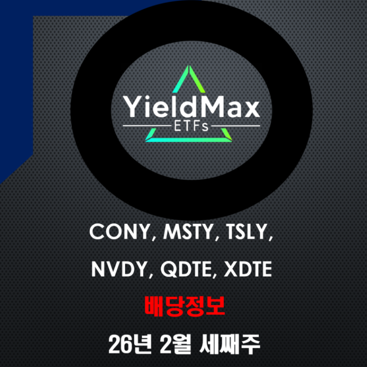  [2월 3주차] 미국 주배당 ETF 배당금 현황 : CONY, MSTY, NVDY, TSLY, QDTE, XDTE